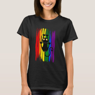 Klättra Svart Katt på Regnbåge Roligt HBTQ+ Pride T Shirt
