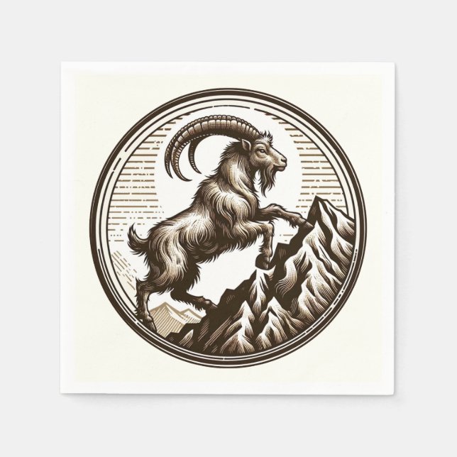 Klattrande bergget Capricorn Födelsedag Zodiak  Pappersservett (Framsidan)