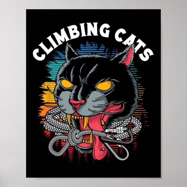 Klättrande Katter Bouldering Klippklättring Klättr Poster (Framsidan)
