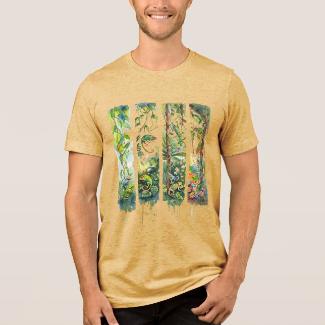Klättrande ödlor i penseldrag design t shirt (Framsida)