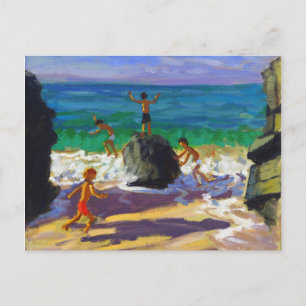 klättrande sten Porthmeor-stranden St Ives 2013 Vykort