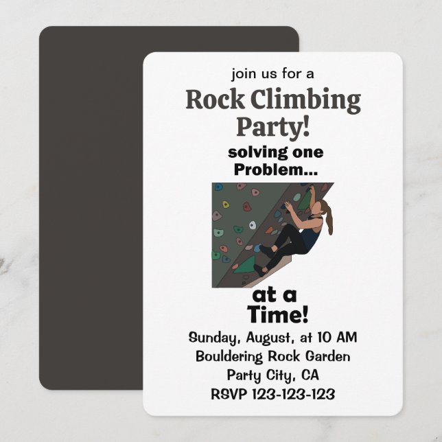 Klättrare som löser problem Bouldering Klippklättr Inbjudningar (Fram/baksida)