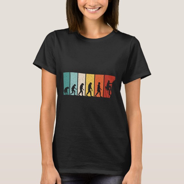 Klättring Evolution Retro Klättrare Rolig Klippklä T Shirt (Framsida)