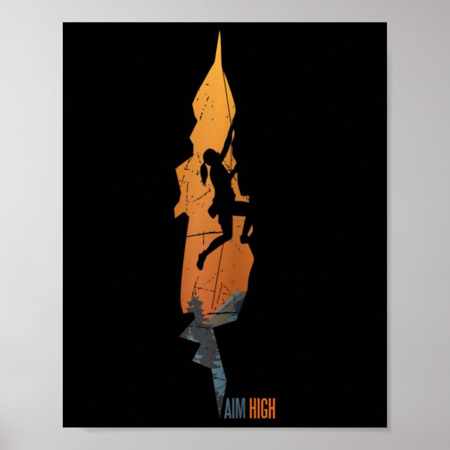 Klättring - Siktar Högt Klippa Bouldering Klättra Poster (Framsidan)