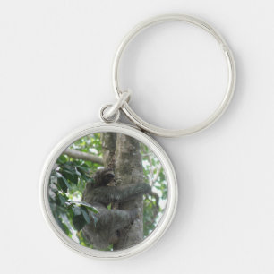 KlättringSloth Keychain Rund Silverfärgad Nyckelring