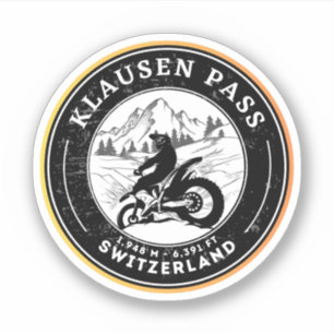 Klausen Pass schweiziska alperna motorcykeltur Klistermärken