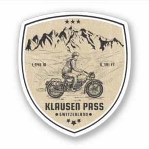 Klausen Pass schweiziska alperna motorcykeltur Klistermärken