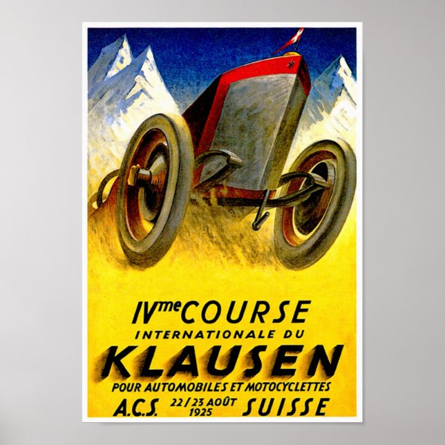 Klausen Tävling ~ Vintage Automobile Ad Poster (Framsidan)