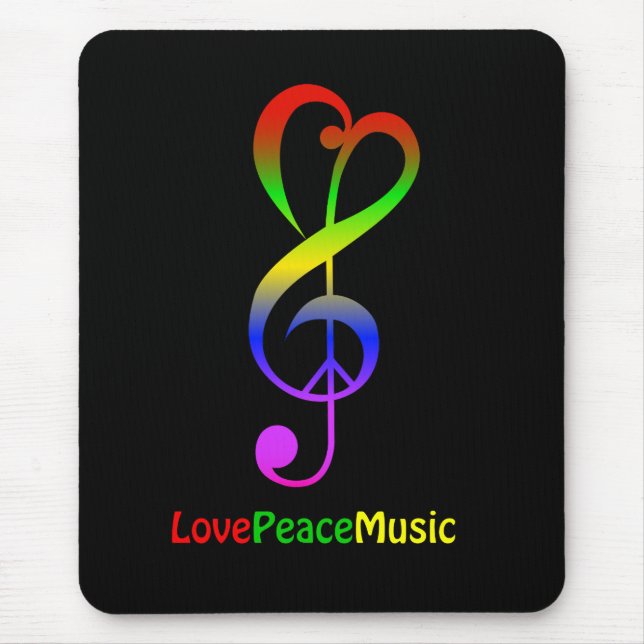 Klav för treble för hippie för kärlekfredmusik musmatta (Framsidan)