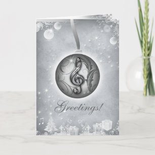 Klav för Treble för musikjulkortsilver Helgkort