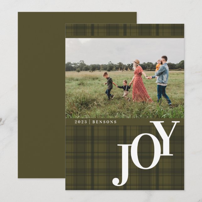 Kleckig JOY Grön Semesterräkning Julkort (Fram/baksida)