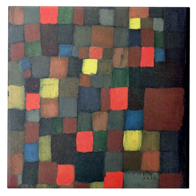 Klee - Abstrakt Färg Harmony with Squares Kakelplatta (Framsidan)