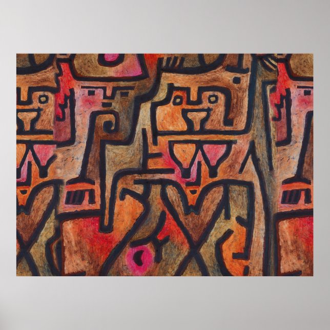 Klee Abstrakt Röd Abstrakt Expressionist Natur  Poster (Framsidan)