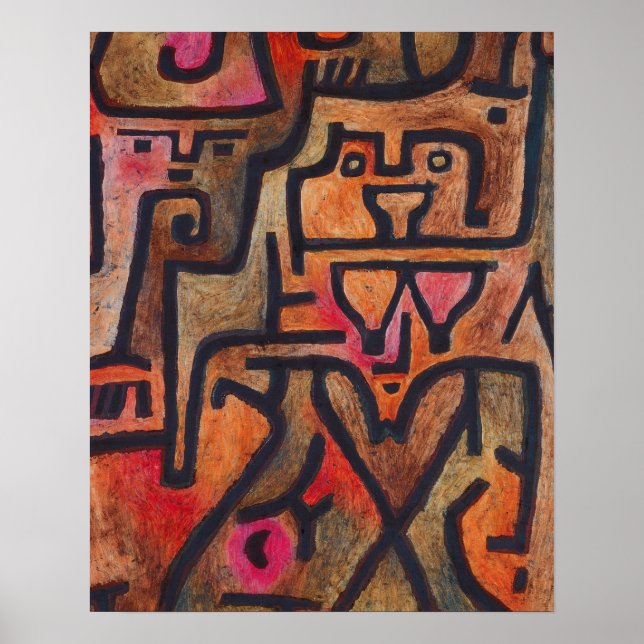 Klee Abstrakt Röd Abstrakt Expressionist Natur  Poster (Framsidan)