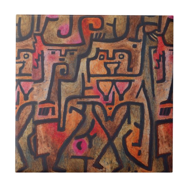 Klee Abstrakt Skog Expressionistisk Modern Konst Kakelplatta (Framsidan)