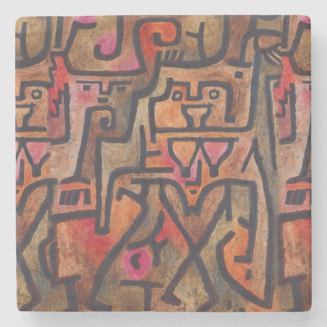 Klee Abstrakt Skog Expressionistisk Modern Konst Underlägg Sten (Framsidan)
