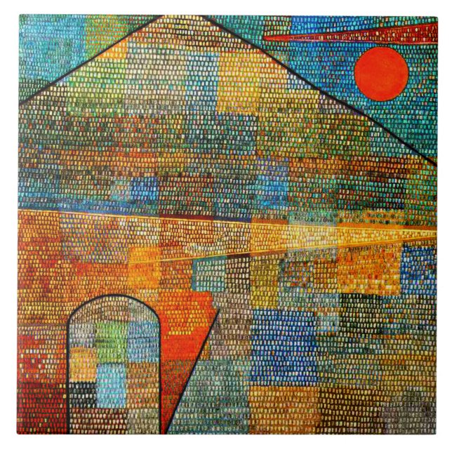 Klee - Ad Parnassus, berömd abstrakt tavla, Kakelplatta (Framsidan)