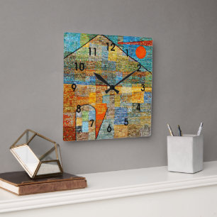 Klee - Ad Parnassus, Paul Klee-konstverk Fyrkantig Klocka