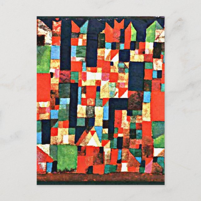 Klee - City Bild med rött och grönt Vykort (Framsida)