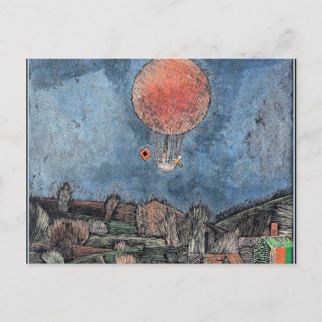 Klee - Der Luftballoon, abstrakt artwork Vykort (Framsida)