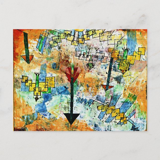 Klee - Fåglar som sveper nedåt och pilar Vykort (Framsida)