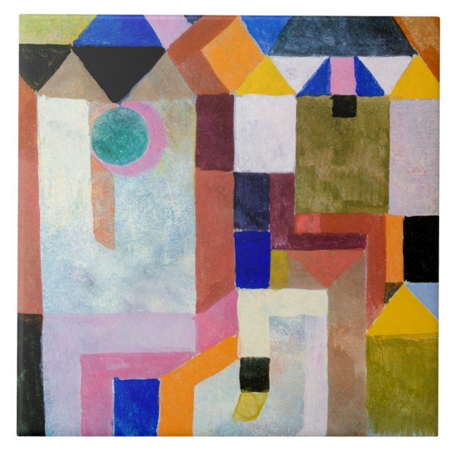 Klee - Färgbildande arkitektur, berömd teckningar Kakelplatta (Framsidan)