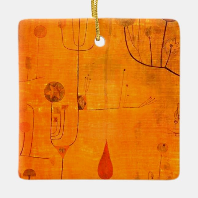 Klee - Frukter på rött, abstrakt konst. Julgransprydnad Keramik (Framsida)