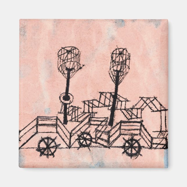 Klee - gammal styrbåt, abstrakt konst magnet (Framsidan)