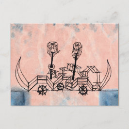 Klee - gammal styrbåt, abstrakt konst vykort