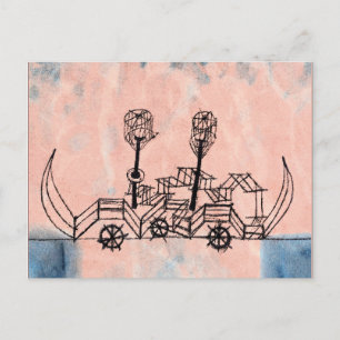 Klee - gammal styrbåt, abstrakt konst vykort