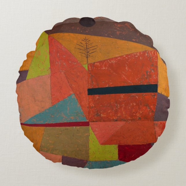 Klee - Glädjefullt Bergslandskap Rund Kudde (Framsidan)