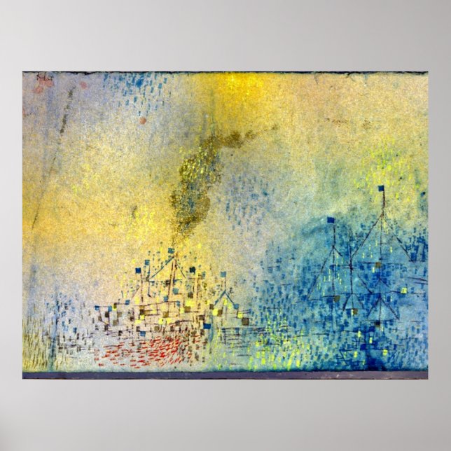 Klee - Hett kväll i hamnen, abstrakt konst Poster (Framsidan)