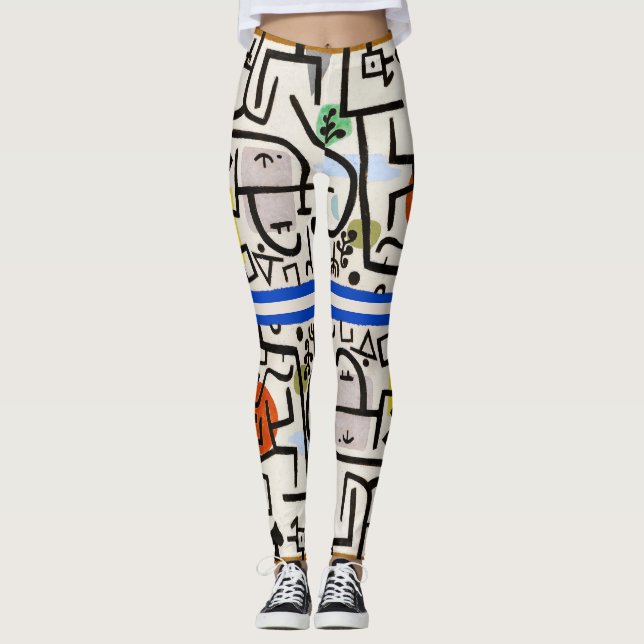 Klee-Inspired Abstrakt Art Leggings (Framsida)