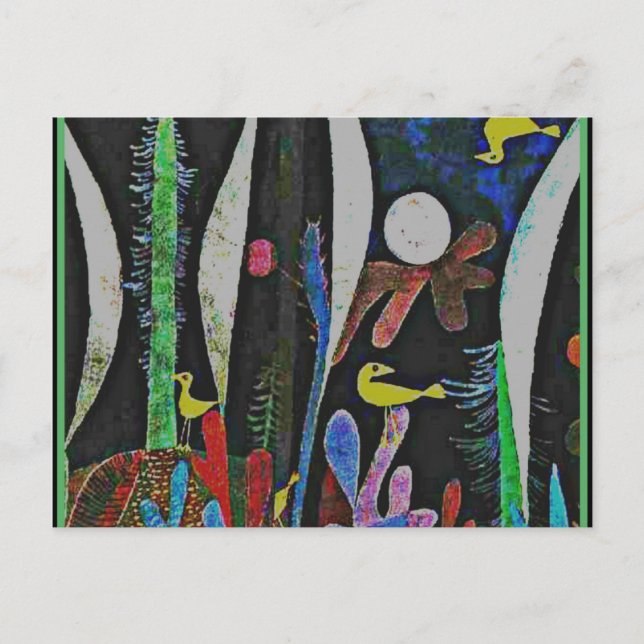 Klee - Liggande med Gult Fågelvykort Vykort (Framsida)