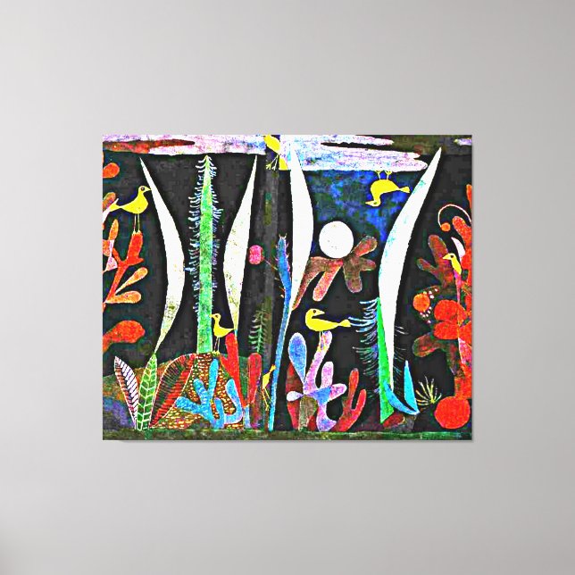 Klee - Liggande med Gult fåglar Canvastryck (Framsida)