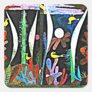 Klee - Liggande med Gult fåglar Fyrkantigt Klistermärke