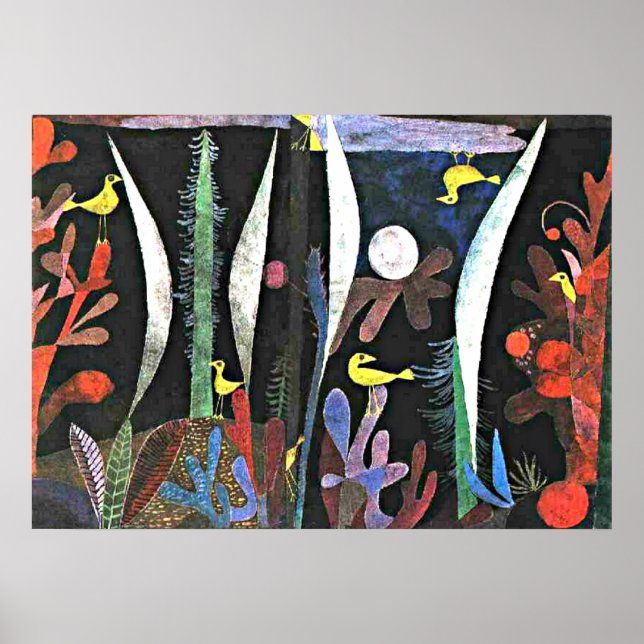 Klee - Liggande med Gult fåglar Poster (Framsidan)