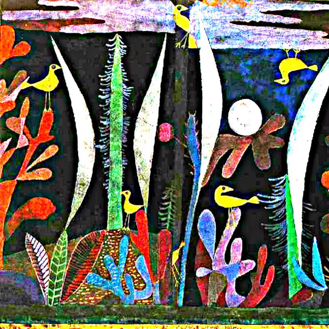 Klee - Liggande med Gult fåglar Vykort (Skapare uppladdad)