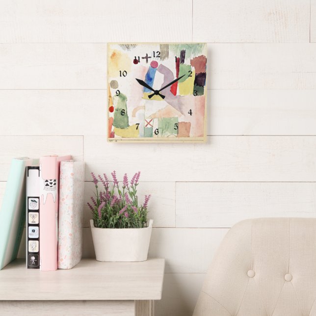 Klee - Pathetic Watercolor Fyrkantig Klocka (Läsesal)