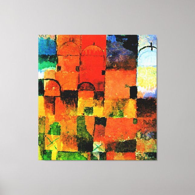 Klee - Red and White Domes, abstrakt-målning, Canvastryck (Framsida)