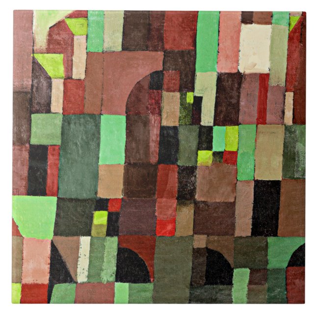 Klee - Red, grönt och violet gult Rhythms  Kakelplatta (Framsidan)