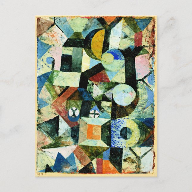 Klee - Sammansättning med Gulten halv Måne Helg Vykort (Framsida)