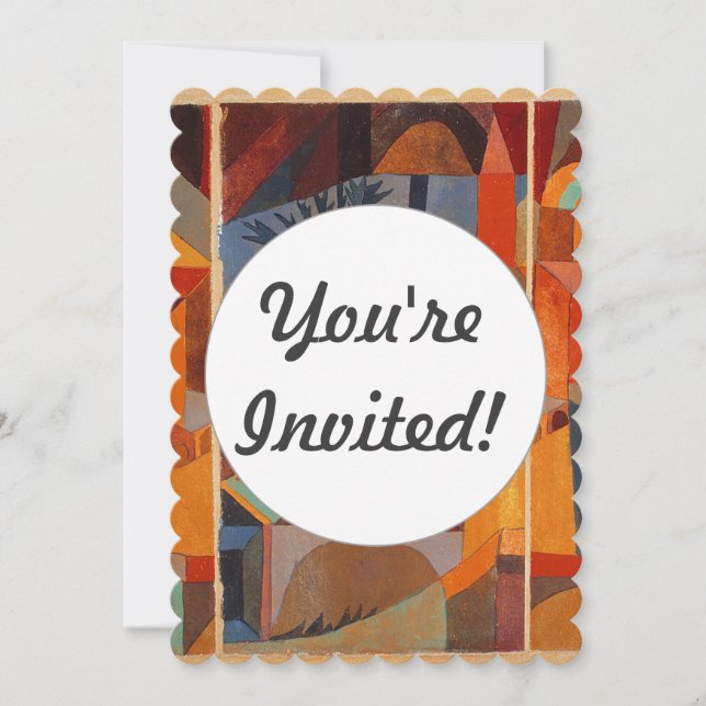 Klee Temple Gardens, färgstark Abstrakt Inbjudningar (Framsida)