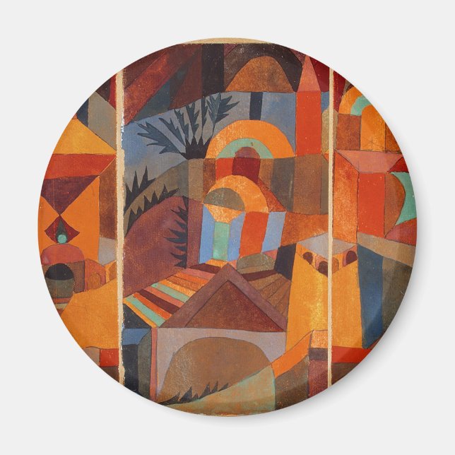 Klee Temple Gardens, färgstark Abstrakt Magnet (Framsidan)