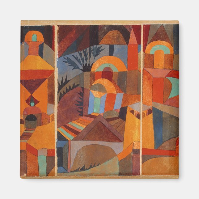 Klee Temple Gardens, färgstark Abstrakt Magnet (Framsidan)