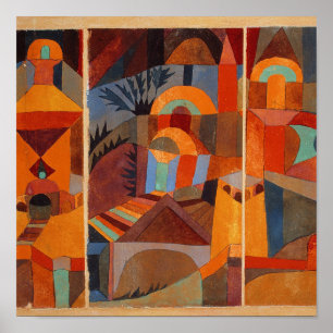 Klee Temple Gardens, färgstark Abstrakt Poster