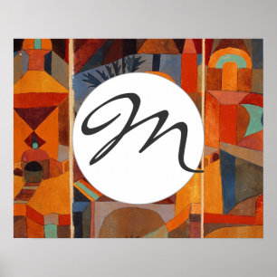 Klee Temple Gardens, färgstark Abstrakt Poster