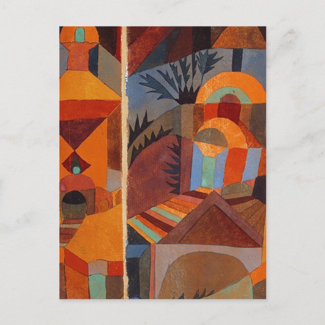 Klee Temple Gardens, färgstark Abstrakt Vykort (Framsida)