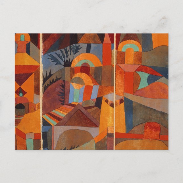Klee Temple Gardens, färgstark Abstrakt Vykort (Framsida)