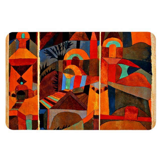 Klee - Temple Gardens, färgstarka abstrakter Magnet (Horisontell)